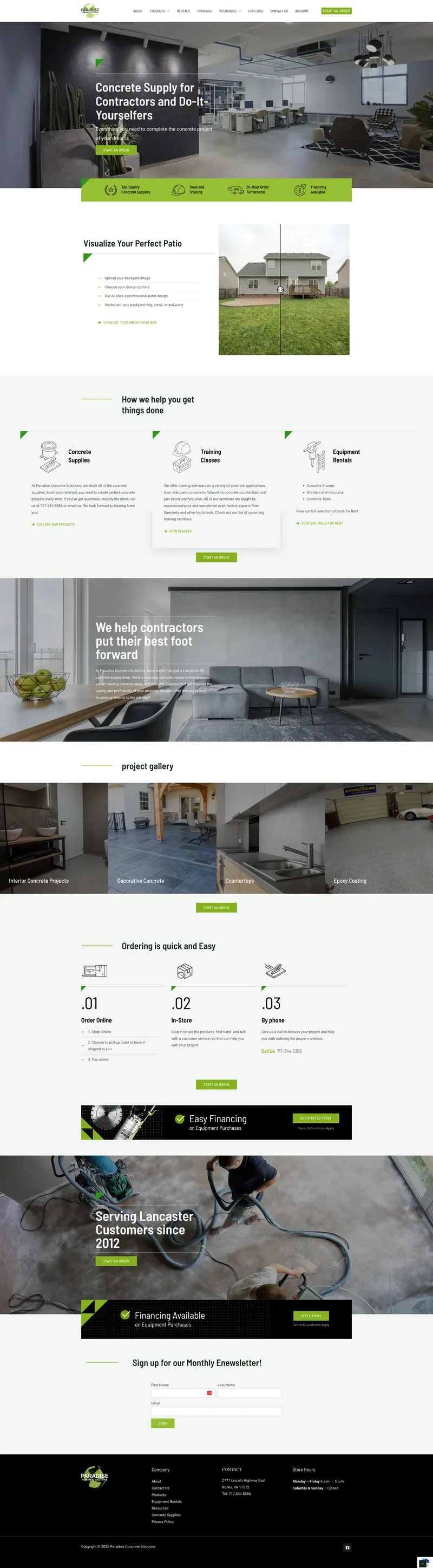 Paradise Concrete Solutions Website Design